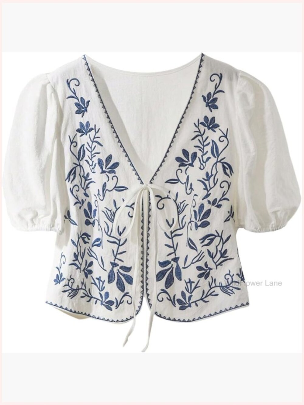 Plus Size Floral Tie Front Blouse V-Neck Short Sleeve Boho
